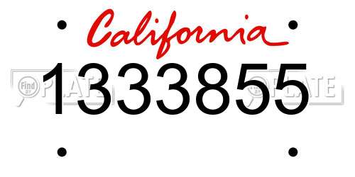 1333855 California License Plate