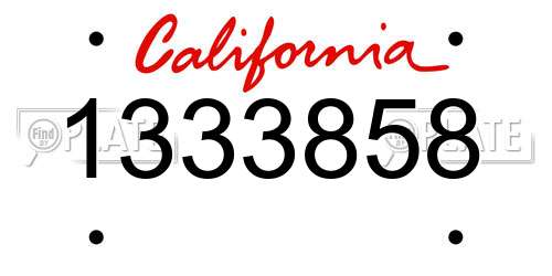1333858 California License Plate