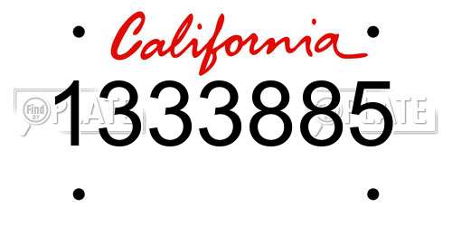 1333885 California License Plate