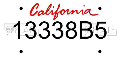 13338B5 California License Plate