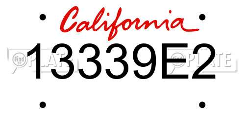 13339E2 California License Plate