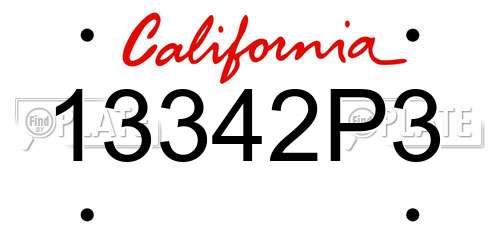 13342P3 California License Plate