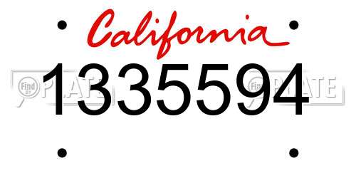 1335594 California License Plate