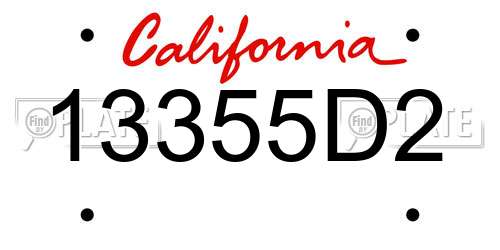 13355D2 California License Plate
