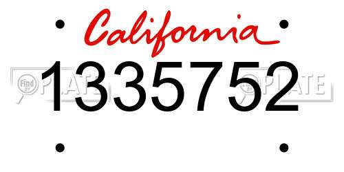1335752 California License Plate