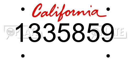 1335859 California License Plate
