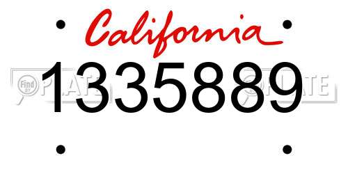 1335889 California License Plate
