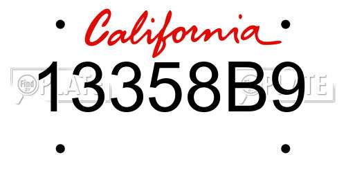 13358B9 California License Plate