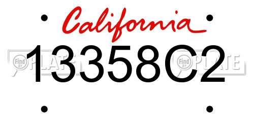 13358C2 California License Plate