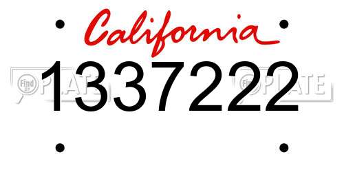 1337222 California License Plate