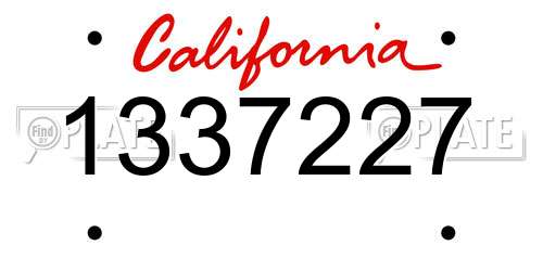 1337227 California License Plate