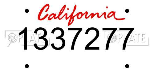 1337277 California License Plate