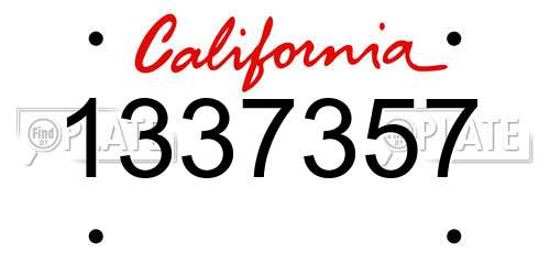 1337357 California License Plate