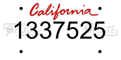1337525 California License Plate