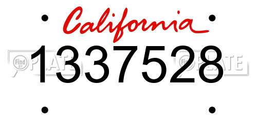 1337528 California License Plate