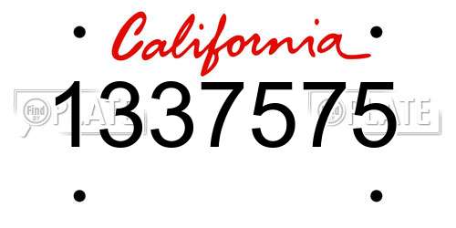 1337575 California License Plate
