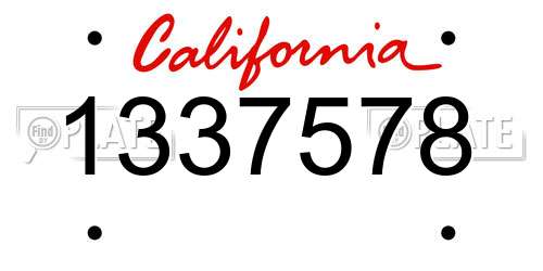1337578 California License Plate