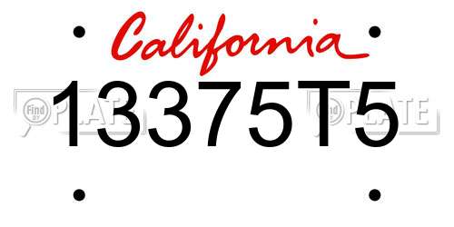 13375T5 California License Plate