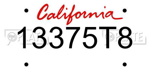 13375T8 California License Plate
