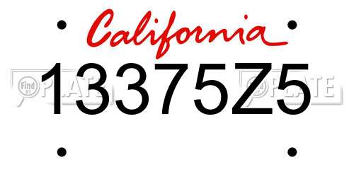 13375Z5 California License Plate