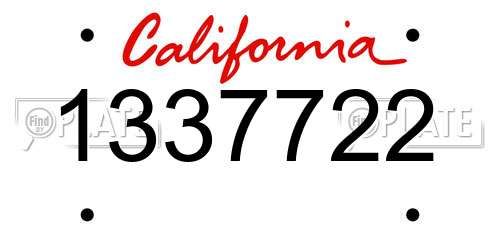1337722 California License Plate