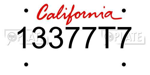13377T7 California License Plate