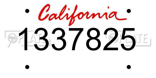 1337825 California License Plate
