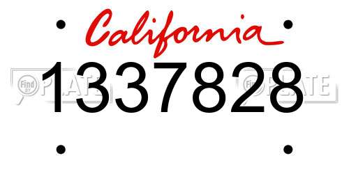 1337828 California License Plate