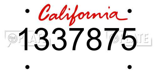 1337875 California License Plate