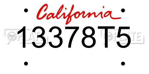 13378T5 California License Plate