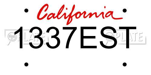 1337EST California License Plate