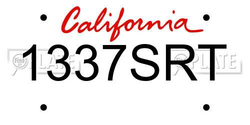 1337SRT California License Plate