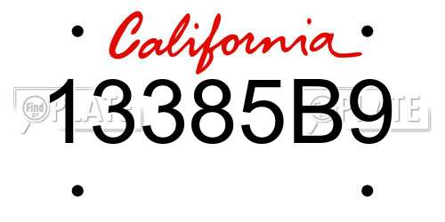 13385B9 California License Plate