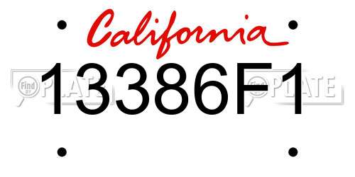 13386F1 California License Plate