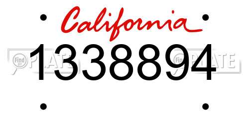 1338894 California License Plate