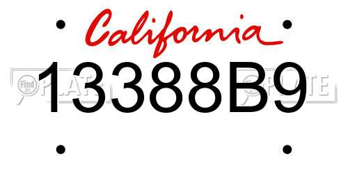13388B9 California License Plate