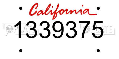 1339375 California License Plate