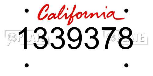 1339378 California License Plate