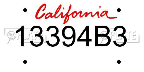 13394B3 California License Plate