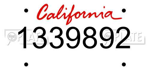 1339892 California License Plate