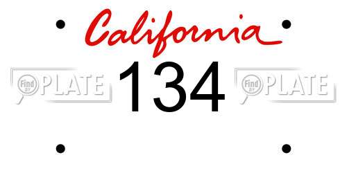 134 California License Plate