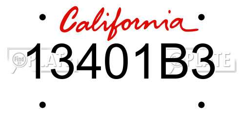 13401B3 California License Plate