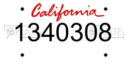 1340308 California License Plate