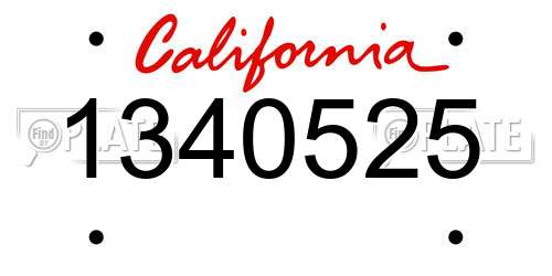 1340525 California License Plate