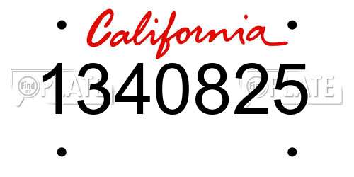 1340825 California License Plate