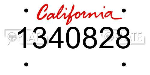 1340828 California License Plate