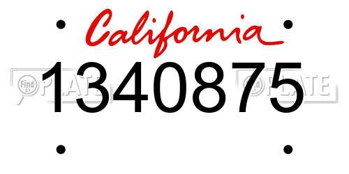 1340875 California License Plate
