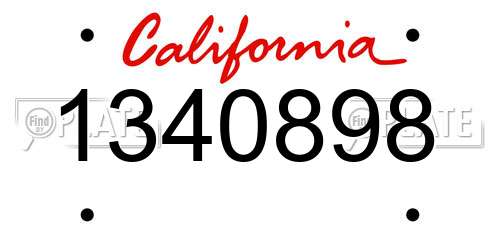 1340898 California License Plate