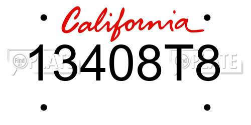 13408T8 California License Plate