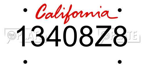 13408Z8 California License Plate